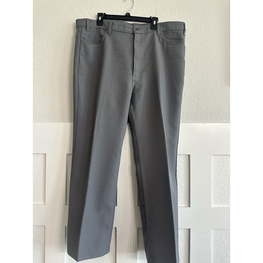 Vintage Levis Action Slacks Pants Mens 44x 30 Gray Dacron Polyester Dress 90s